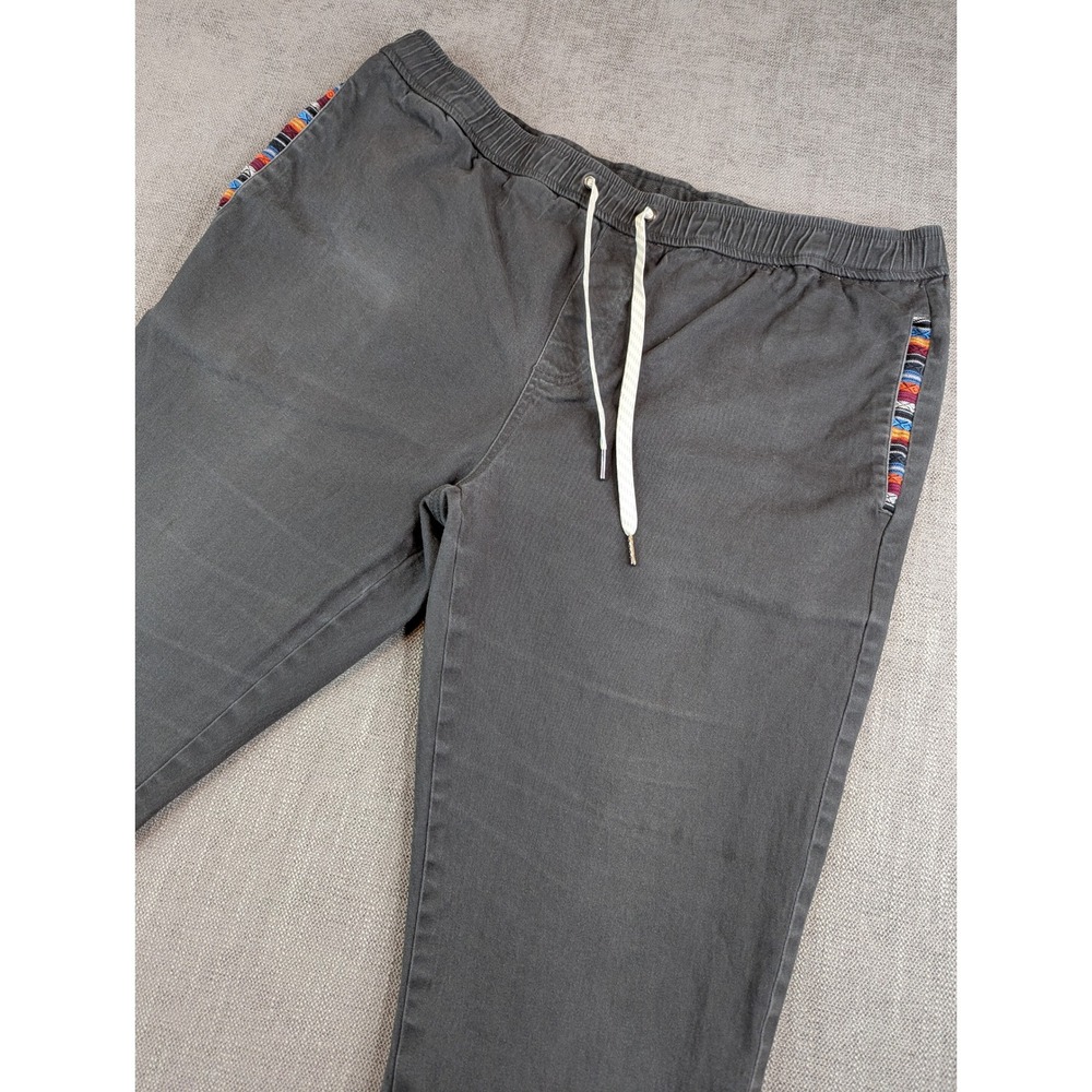 Wowie Jogger Pants Mens XL Gray Rambler Canvas Pocket Aztec Trim Tapered